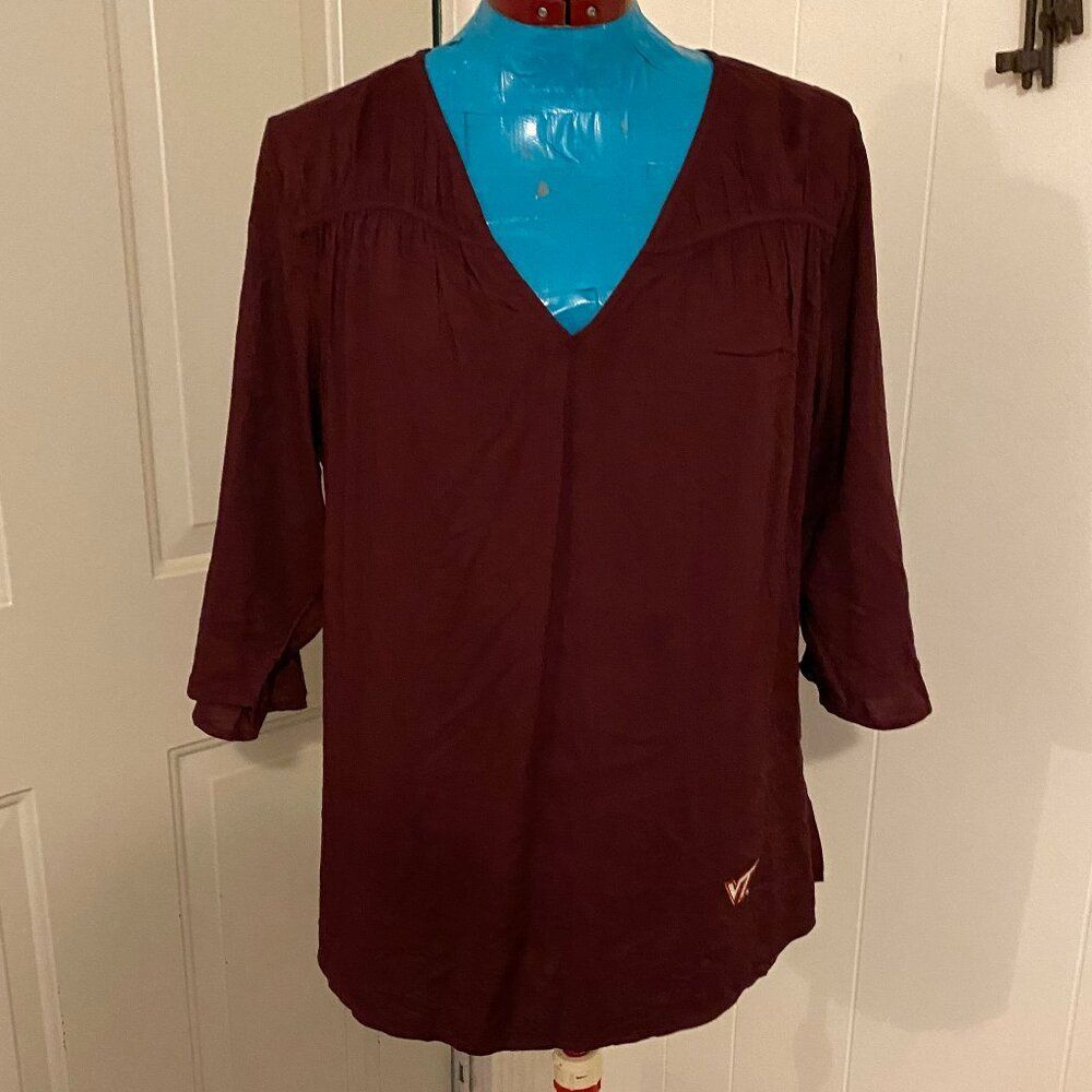 NWT UG Apparel Virginia Tech V-neck 3/4 Flared Sleeve Womens Top Size M